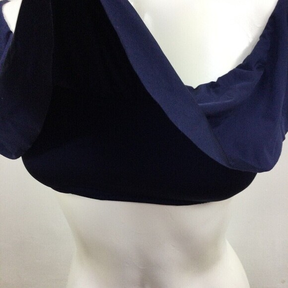 Trina Turk Monaco Off-The-Shoulder Ruffle Bandeau Bikini Top Swimsuit Navy 4 NWT - Picture 8 of 12
